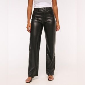Abercrombie & Fitch Curve Love High Rise 90s Relaxed Vegan Leather Pant 14 Long